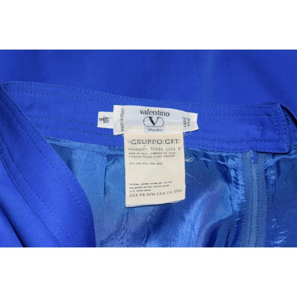 Vintage Valentino Studio Designer Royal Blue Wool Pencil Skirt 40/6 - Picture 6 of 6